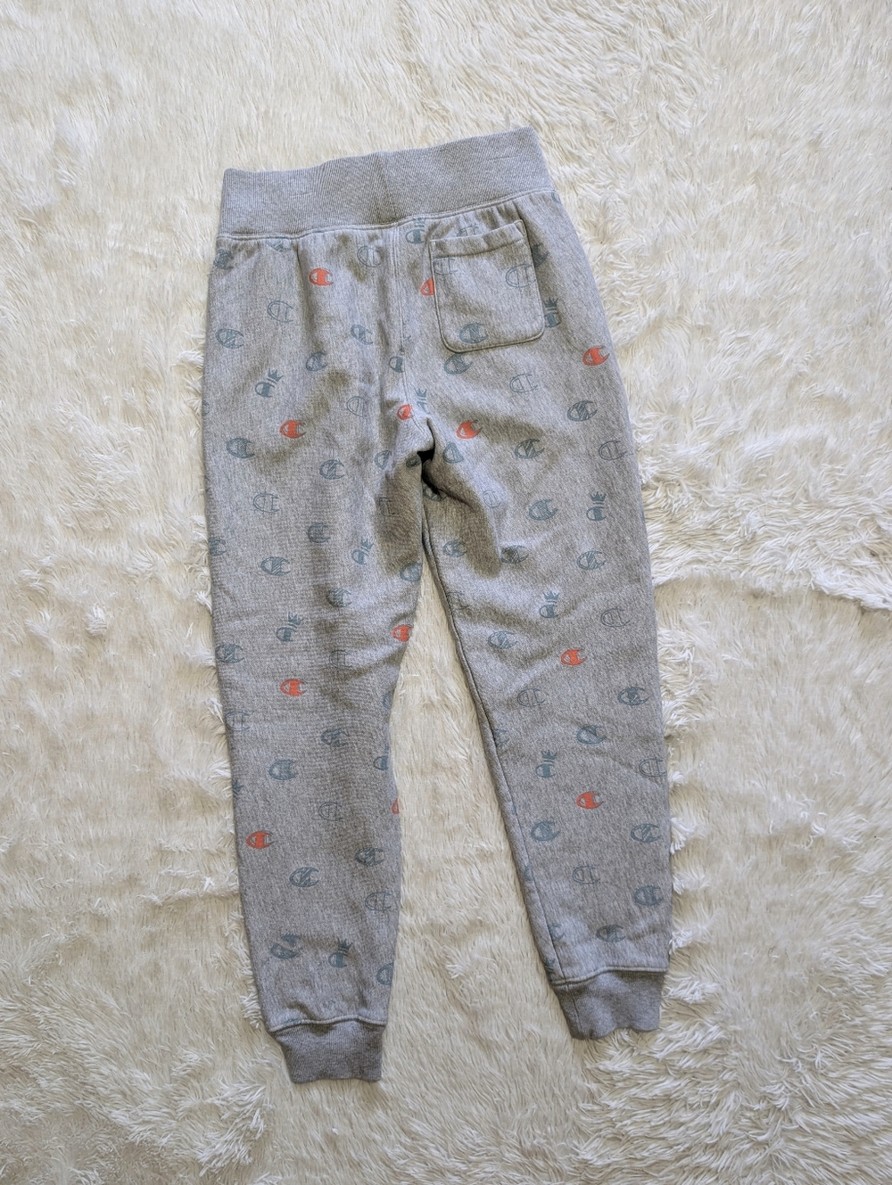 Champion Reverse Weave Grey Allover Blue/Orange Logo Sweatpant Jogger Small - Picture 5 of 11